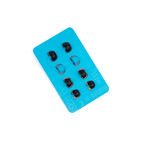 JLab Cloud Foam Mnemonic Earbud Tips, 4 Pairs of Custom Fit Universal Tips, Memory Cloud Foam, Black/Blue