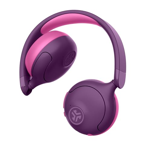 JLab JBuddies ANC 2 in 1 Wireless + Wired Kids Headphones, Active Noise Canceling and Be Aware Modes, Safe Volume Settings, 50+ Hours Playtime, Adjustable, Purple/Pink