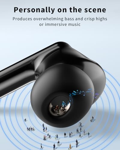 Wireless Earbuds, Bluetooth 5.4 Headphones with 50H Playback, Deep Bass Stereo Ear Buds Clear Calls with LED Power Display, IPX7 Waterproof, in-Ear Earphones with Mic for Phone/Android/iPad, Black