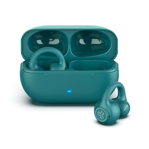 JLab Flex Open Earbuds, Wireless Bluetooth Open-Ear Headphones with Clip-on Cuff Design, Multipoint Connectivity, App Customization, 21+ Hours Battery, IPX4, Teal