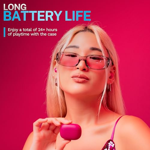 JLab Go Pop ANC True Wireless Earbuds & Charging Case, Fuchsia, Active Noise Cancelling, 10mm Drivers, Dual Connect, Customize Your Sound with App, Be Aware Mode, Compact Fit, MEMS Microphone
