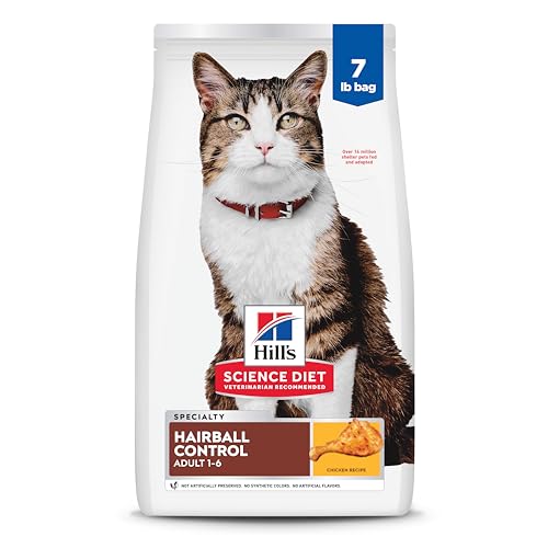 Hill's Science Diet Adult 1-6 Hairball Control Dry Cat Food, Chicken, 7 lb. Bag