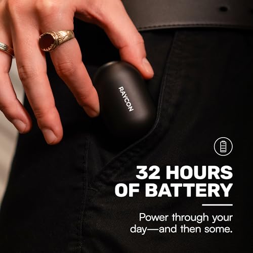 Raycon Everyday Classic Bluetooth Wireless Earbuds + Microphone with Active Noise Canceling, Sweat & Water-Resistant Earphones, Ear Buds Wireless Bluetooth Up to 32 Hours Playtime (Black)