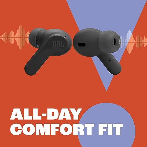 JBL Vibe Beam - True Wireless JBL Deep Bass Sound Earbuds, Bluetooth 5.2, Water & Dust Resistant, Hands-Free Call with VoiceAware, Up to 32 Hours of Battery Life (Black)