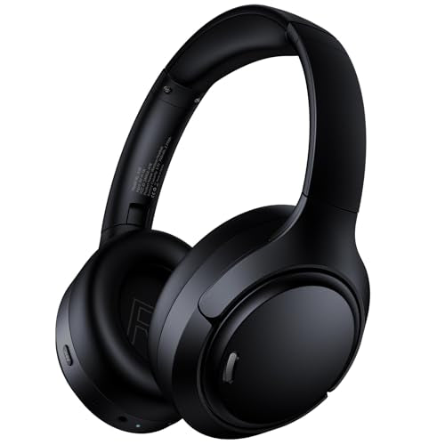 Hybrid Active Noise Cancelling Headphones Wireless, 120Hrs Playtime, 6 ENC Clear Mic, Over Ear Bluetooth Headphones with Hi-Res Audio Comfort Earcup Foldable ANC Headphone for Travel Game Home Office