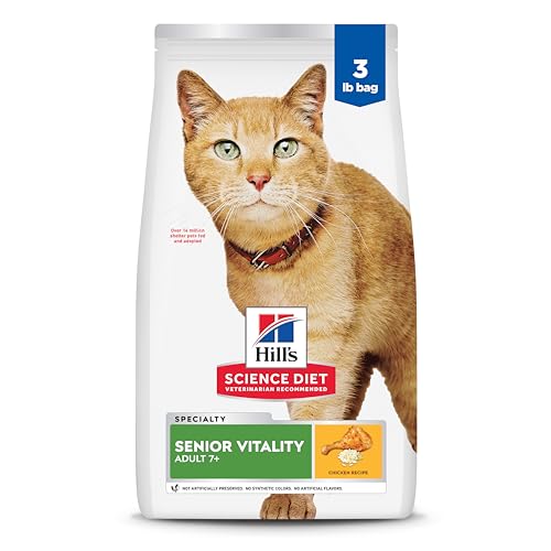 Hill's Science Diet Adult 7+ Senior Vitality Dry Cat Food, Chicken & Rice, 6 lb. Bag