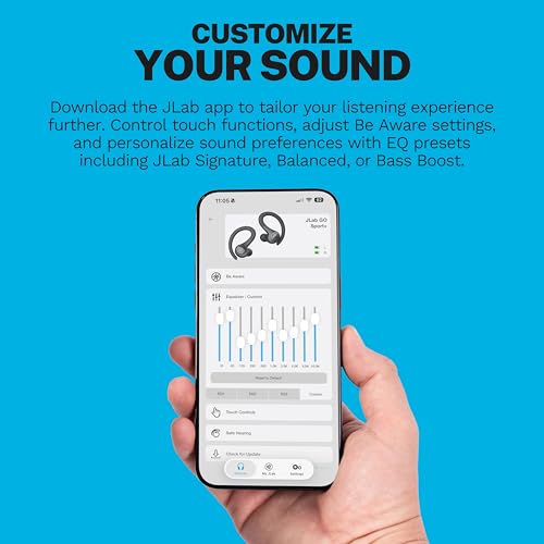 JLab Go Sport+ Wireless Workout Earbuds Featuring C3 Clear Calling, Secure Earhook Sport Design, 35+ Hour Bluetooth Playtime, and 3 EQ Sound Settings (Graphite)