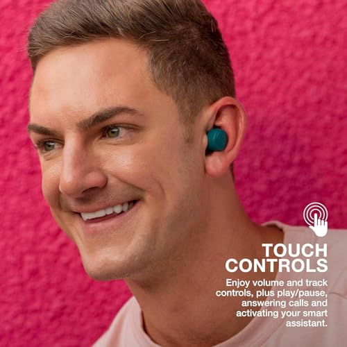 JLab Go Air Pop+ True Wireless Earbuds, in Ear Headphones, Bluetooth Earphones, 35H Playtime Ear Buds, Bluetooth Earbuds with Microphone, USB-C Charging Case, Dual Connect, EQ3 Sound, Teal