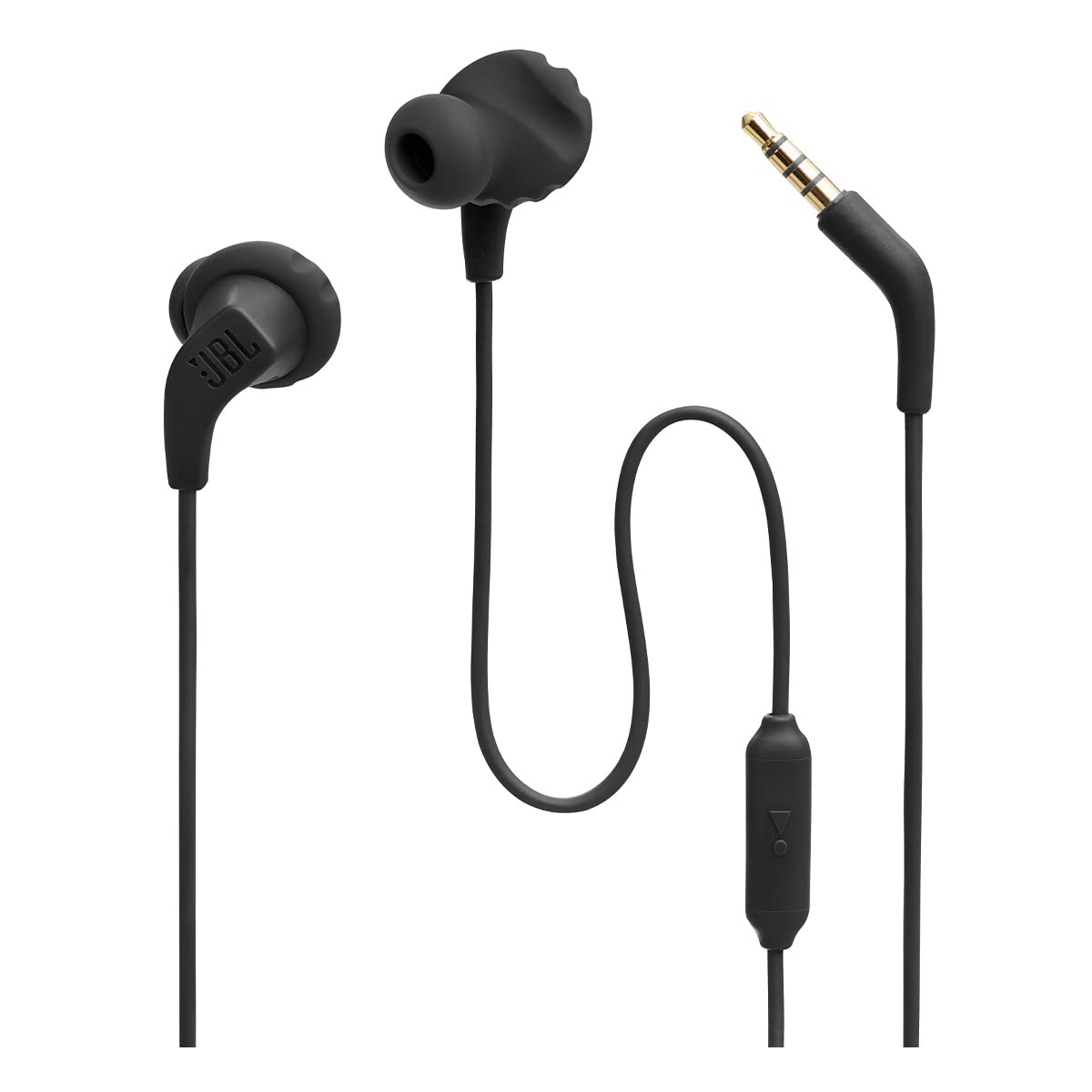 JBL Endurance Run 2 Wired - Waterproof Wired Sports in-Ear Headphones, JBL Pure Bass Sound, Hands-Free Calls, Never Hurt. Never Fall Out. (Black)