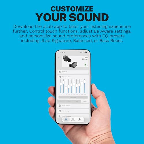 JLab Go Air Pop+ True Wireless Earbuds, in Ear Headphones, Bluetooth Earphones, 35H Playtime Ear Buds, Bluetooth Earbuds with Microphone, USB-C Charging Case, Dual Connect, EQ3 Sound, Light Blue