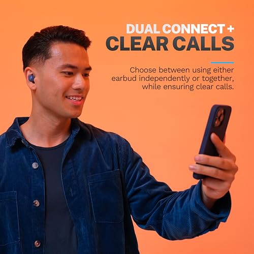 JLab Go Air Pop+ True Wireless Earbuds, in Ear Headphones, Bluetooth Earphones, 35H Playtime Ear Buds, Bluetooth Earbuds with Microphone, USB-C Charging Case, Dual Connect, EQ3 Sound, Navy Blue
