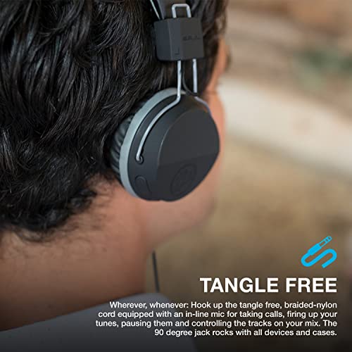 JLab Neon Folding On-Ear Headphones, Black, Wired Headphones, Tangle Free Cord, Noise Isolation, 40mm Neodymium Drivers, C3 Sound (Crystal Clear Clarity)