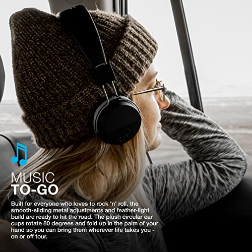 JLab Neon Folding On-Ear Headphones, Black, Wired Headphones, Tangle Free Cord, Noise Isolation, 40mm Neodymium Drivers, C3 Sound (Crystal Clear Clarity)