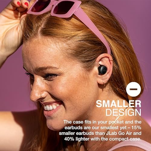 JLab Go Air Pop+ True Wireless Earbuds, in Ear Headphones, Bluetooth Earphones, 35H Playtime Ear Buds, Bluetooth Earbuds with Microphone, USB-C Charging Case, Dual Connect, EQ3 Sound, Black
