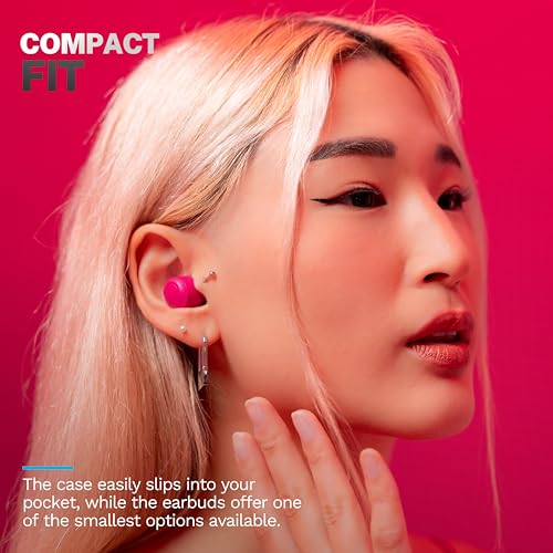 JLab Go Air Pop+ True Wireless Earbuds, in Ear Headphones, Bluetooth Earphones, 35H Playtime Ear Buds, Bluetooth Earbuds with Microphone, USB-C Charging Case, Dual Connect, EQ3 Sound, Dark Pink