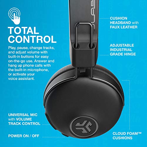 JLab Studio ANC On-Ear Wireless Headphones, Black, 34+ Hour Bluetooth 5 Playtime, 28+ Hour with Active Noise Cancellation, EQ3 Custom Sound, Ultra-Plush Faux Leather & Cloud Foam Cushions