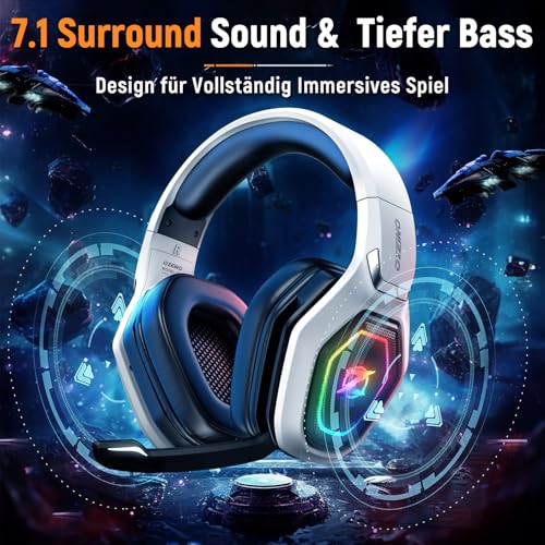Ozeino 2.4GHz Wireless Gaming Headset for PC, Ps5, Ps4 - Lossless Audio USB & Type-C Ultra Stable Gaming Headphones with Flip Microphone, 40-Hr Battery Gamer Headset for Switch, Laptop, Mobile, Mac