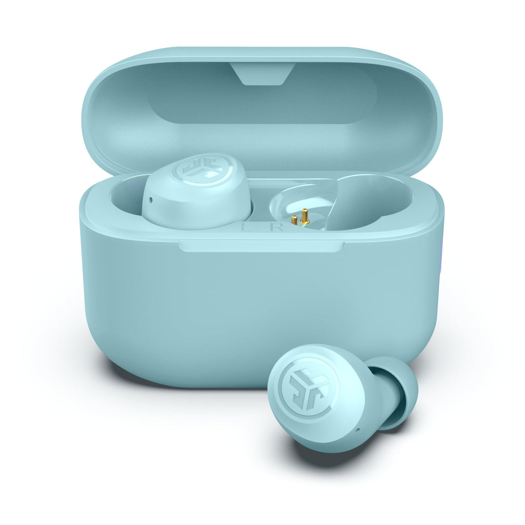 JLab Go Air Pop+ True Wireless Earbuds, in Ear Headphones, Bluetooth Earphones, 35H Playtime Ear Buds, Bluetooth Earbuds with Microphone, USB-C Charging Case, Dual Connect, EQ3 Sound, Light Blue