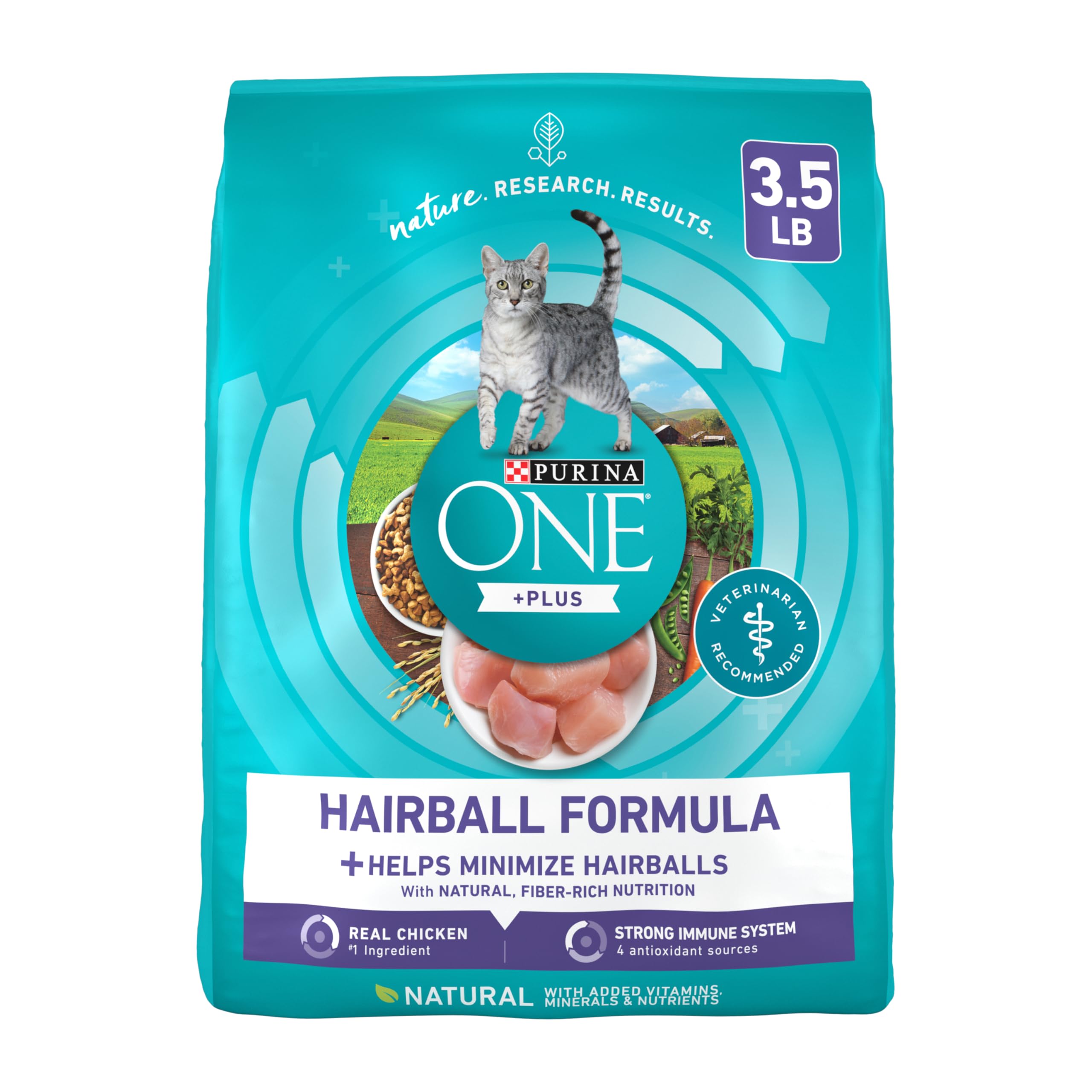 Purina ONE Natural Cat Food for Hairball Control, +PLUS Hairball Formula - 3.5 lb. Bag